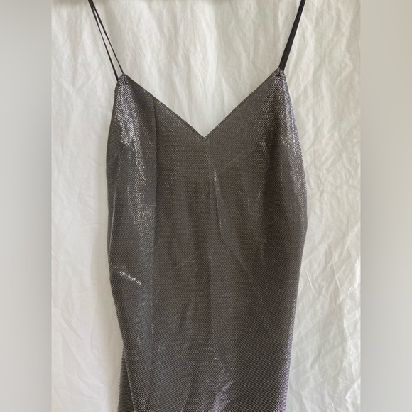 Zara Slip On Dress Party Sparkle Metal Silver New Years Size Medium NEW - Picture 11 of 16